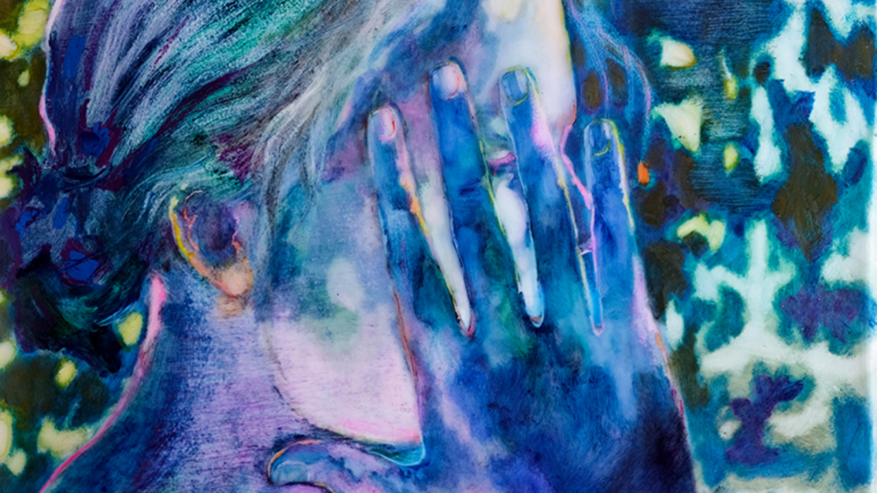 Copyright Sarah Jérôme, Aura, peinture à l’huile sur papier calque, 152,5 x 120cm, 2025, courtesy H Gallery