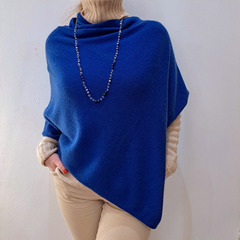 Poncho Cachemire Bleu Cobalt