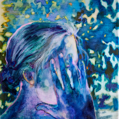 Sarah Jérôme, Aura, peinture à l’huile sur papier calque, 152,5 x 120cm, 2025, courtesy H Gallery