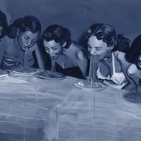 Copyright Giulia Andreani, Nudeltisch II (Spaghetti, bitch), 2022. Acrylique sur toile - 124 x 183 cm Courtesy de l'artiste et de la Galerie Max Hetzler Berlin, Paris, Londres, Marfa. Photo : Charles Duprat © Adagp, Paris, 2025